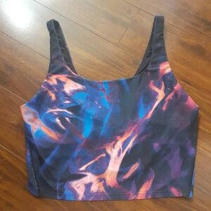 Old Navy Active Powersoft Sports Bra Black Blue Pink Abstract Light Support XL
